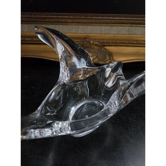 Vintage 1950s-70s Kanawha UV Reactive Freeform Art Glass Bird Dish 8.25" - Picture 7 of 8